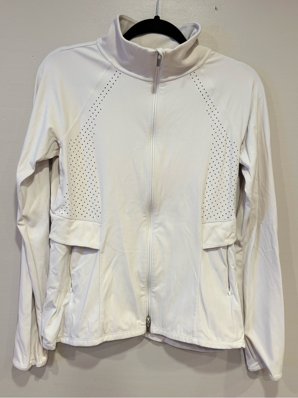 Athleta Chakra Full-Zip Jacket Powervita Fabric Off-White Sporty Women's Medium